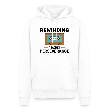 Kassette Tape Zurückspulen 80er Nostalgie Retro 1980er Jahre - Männer Premium Bio Hoodie - Weiß - Vorne - Nico (187cm)