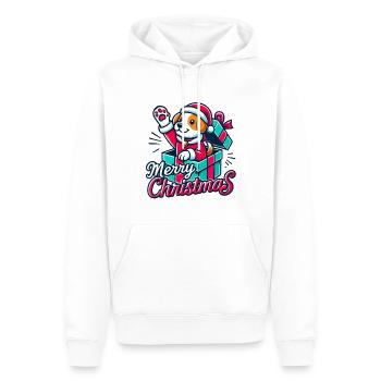 Chien Joyeux Noël High Five 3 - Sweat à capuche Premium bio Homme - blanc - Devant - Nico (187cm)
