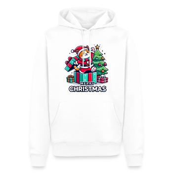 Chat Joyeux Noël High Five 2 - Sweat à capuche Premium bio Homme - blanc - Devant - Nico (187cm)