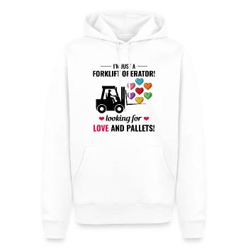 Gabelstaplerfahrer Fahrer Valentinstag Lustig - Männer Premium Bio Hoodie - Weiß - Vorne - Nico (187cm)