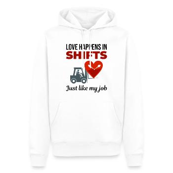 Gabelstaplerfahrer Fahrer Valentinstag Lustig - Männer Premium Bio Hoodie - Weiß - Vorne - Nico (187cm)