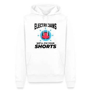Électricien Humour Technicien électricien Ingénieur - Sweat à capuche Premium bio Homme - blanc - Devant - Nico (187cm)