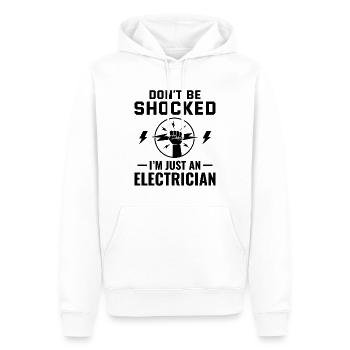 Électricien Humour Technicien électricien Ingénieur - Sweat à capuche Premium bio Homme - blanc - Devant - Nico (187cm)
