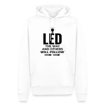 Electrician: LED the Way, Inspire Others - Men’s Premium Organic Hoodie - white - Front - Nico (187cm)