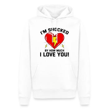 Elektriker Valentine: Schockiert davon, wie sehr ich liebe - Männer Premium Bio Hoodie - Weiß - Vorne - Nico (187cm)