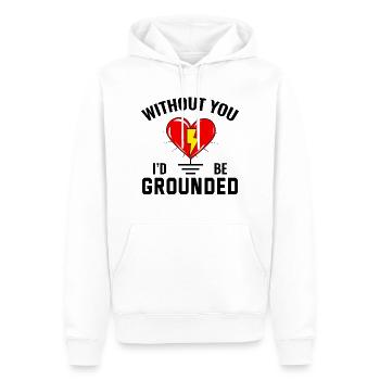 Elektriker Valentine: Ohne dich wäre ich geerdet - Männer Premium Bio Hoodie - Weiß - Vorne - Nico (187cm)