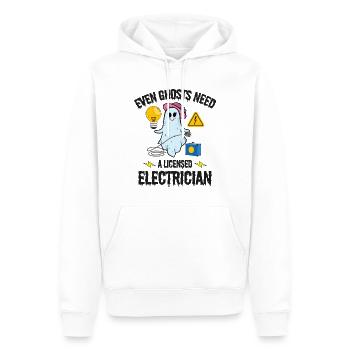 Électricien agréé Halloween Ghost Drôle - Sweat à capuche Premium bio Homme - blanc - Devant - Nico (187cm)