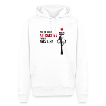 Lineman Valentine 69kV Line Attraction Humor Love - Men’s Premium Organic Hoodie - white - Front - Nico (187cm)