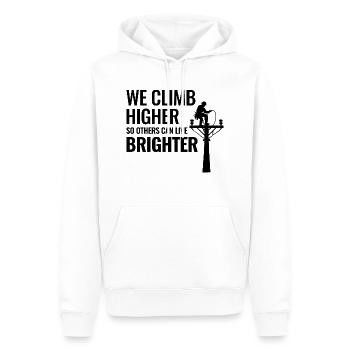 Lineman klettert höher für ein strahlendes Stromnetz der Zukunft - Männer Premium Bio Hoodie - Weiß - Vorne - Nico (187cm)