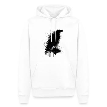 Rabe Schwarzer Spritzer - Männer Premium Bio Hoodie - Weiß - Vorne - Nico (187cm)