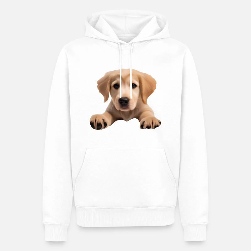 Chien - Sweat à capuche Premium bio Homme - blanc