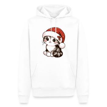 HAUSKATZE MIEZE KÄTZCHEN HAUSTIER WEIHNACHTSMÜTZE - Männer Premium Bio Hoodie - Weiß - Vorne - Nico (187cm)