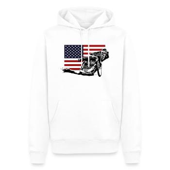 Speedway - USA Flag - Sweat à capuche Premium bio Homme - blanc - Devant - Nico (187cm)