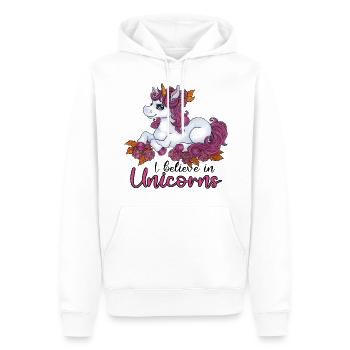 I believe in Unicorns Niedliches Einhorn Geschenk - Männer Premium Bio Hoodie - Weiß - Vorne - Nico (187cm)