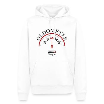 OLDOMETER 45e anniversaire - Sweat à capuche Premium bio Homme - blanc - Devant - Nico (187cm)