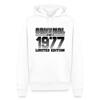 1977 - Männer Premium Bio Hoodie - Weiß - Vorne - Nico (187cm)