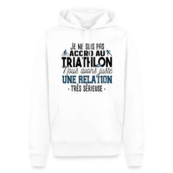 Triathlon Triathlète Natation Vélo Course Humour - Sweat à capuche Premium bio Homme - blanc - Devant - Nico (187cm)