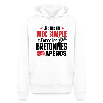 Bretonne Apéro Bretagne Cadeau Alcool T-shirt Mug - Sweat à capuche Premium bio Homme - blanc - Devant - Nico (187cm)