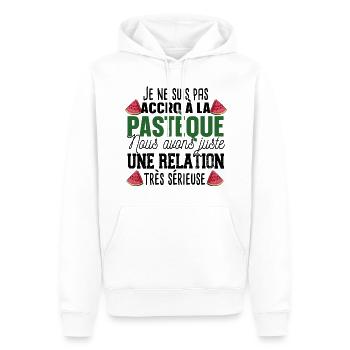 Pastèque Fruit Relation Cadeau Humour Rouge Vert - Sweat à capuche Premium bio Homme - blanc - Devant - Nico (187cm)
