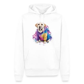 Colorful Labrador in Tie-Dye Hoodie – Funny Dog - Men’s Premium Organic Hoodie - white - Front - Nico (187cm)