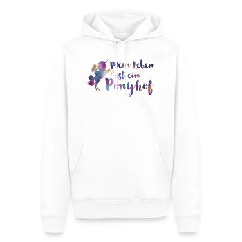 Mein Leben ist ein Ponyhof. - Männer Premium Bio Hoodie - Weiß - Vorne - Nico (187cm)