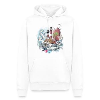 Sylt Illustration - Men’s Premium Organic Hoodie - white - Front - Nico (187cm)