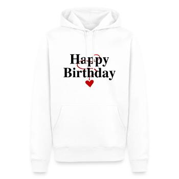 Anniversaire, Joyeux anniversaire, Félicitations, Voeux - Sweat à capuche Premium bio Homme - blanc - Devant - Nico (187cm)