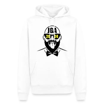 Enterrement de vie de garçon 2024 Enterrement de vie de garçon - Sweat à capuche Premium bio Homme - blanc - Devant - Nico (187cm)
