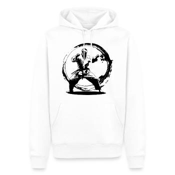 Karate Mann Silhouette - Männer Premium Bio Hoodie - Weiß - Vorne - Nico (187cm)