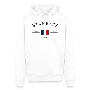 Biarritz France – Holiday Souvenir & Gift - Men’s Premium Organic Hoodie - white - Front - Nico (187cm)