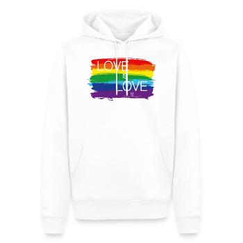 L'amour est l'amour - Sweat à capuche Premium bio Homme - blanc - Devant - Nico (187cm)