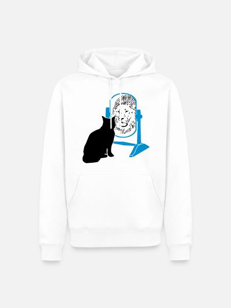 katze - löwe - spiegel - Männer Premium Bio Hoodie - Weiß