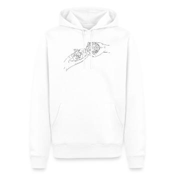 Hands hold heart and brain - Men’s Premium Organic Hoodie - white - Front - Nico (187cm)