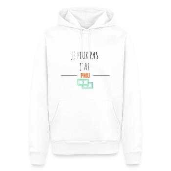 Je peux pas j'ai PMU. - Sweat à capuche Premium bio Homme - blanc - Devant - Nico (187cm)