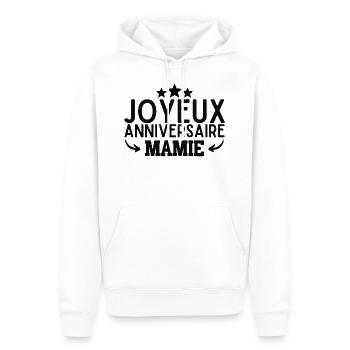 Joyeux anniversaire mamie. cadeau anniveraire - Sweat à capuche Premium bio Homme - blanc - Devant - Nico (187cm)