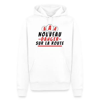 Nouveau danger sur la route. cadeau permis - Sweat à capuche Premium bio Homme - blanc - Devant - Nico (187cm)