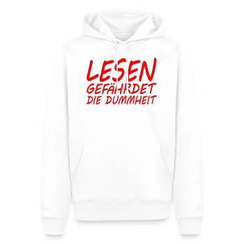 Lesen gefährdet die Dummheit - Männer Premium Bio Hoodie - Weiß - Vorne - Nico (187cm)