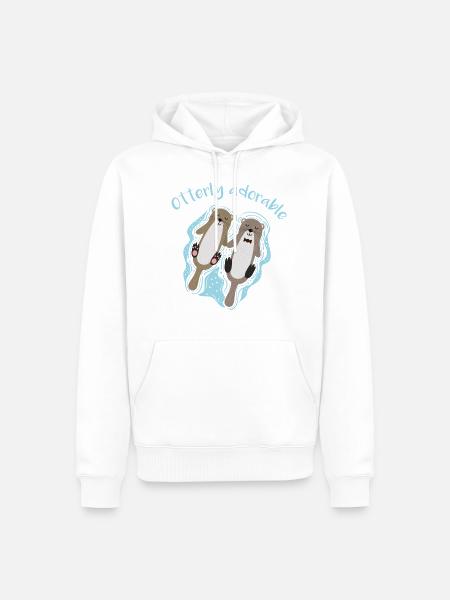 Nutrias adorables nutrias nutrias marinas amor de pareja amorosa - Sudadera con capucha prémium ecológica para hombre - blanco