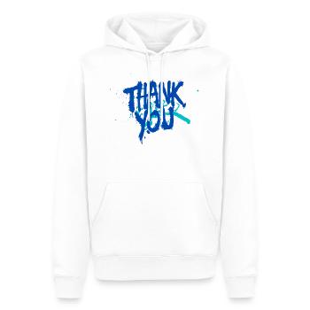 Thank you! Graffiti - Männer Premium Bio Hoodie - Weiß - Vorne - Nico (187cm)