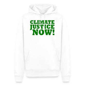 Climate justice now - Männer Premium Bio Hoodie - Weiß - Vorne - Nico (187cm)
