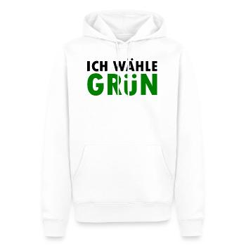 Ich wähle grün - Männer Premium Bio Hoodie - Weiß - Vorne - Nico (187cm)
