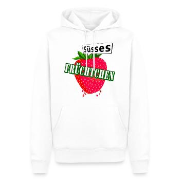 bulle de dialogue de fruits sucrés fraise - Sweat à capuche Premium bio Homme - blanc - Devant - Nico (187cm)