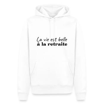 la vie est belle à la retraite - Sweat à capuche Premium bio Homme - blanc - Devant - Nico (187cm)