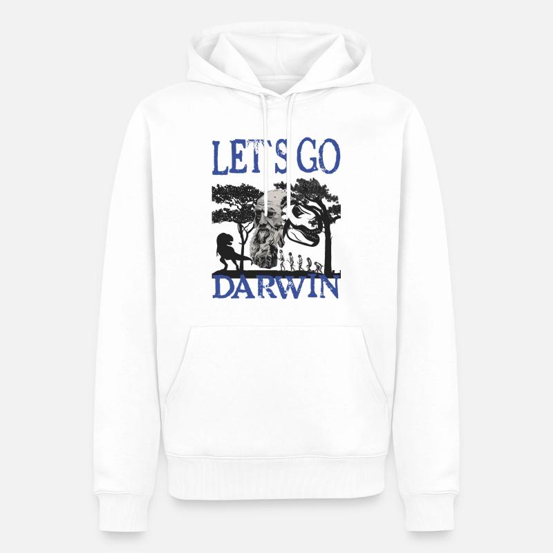 Idée cadeau textile Charles Darwin Evolution - Sweat à capuche Premium bio Homme - blanc