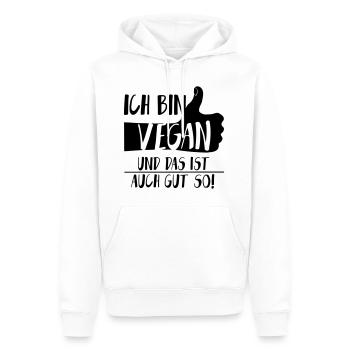 Daumen hoch Vegan Gut so SabineVegan HerzAufShirt - Männer Premium Bio Hoodie - Weiß - Vorne - Nico (187cm)