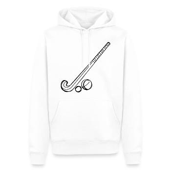 Bâton et balle de hockey sur gazon - Sweat à capuche Premium bio Homme - blanc - Devant - Nico (187cm)