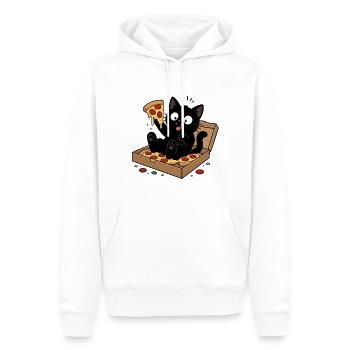 Pizza au chat : Héros du snack moelleux - Sweat à capuche Premium bio Homme - blanc - Devant - Nico (187cm)