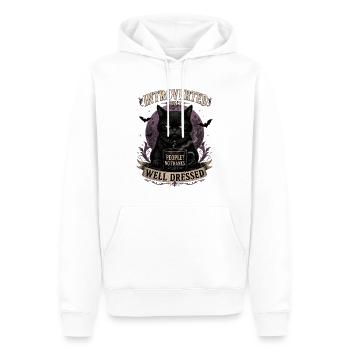 Chat introverti mais bien habillé - Sweat à capuche Premium bio Homme - blanc - Devant - Nico (187cm)