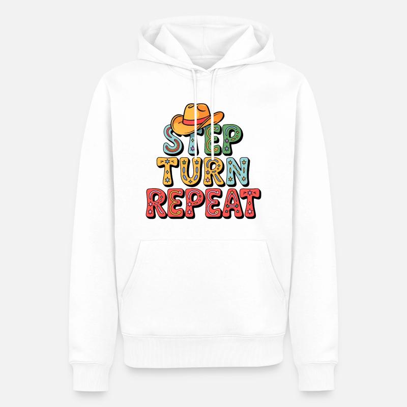 Line Dance Step Turn Repeat - Männer Premium Bio Hoodie - Weiß