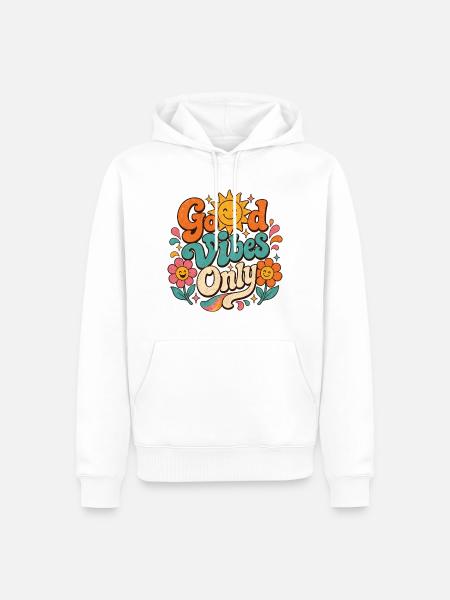 Good Vibe's Only Retro Floral - Men’s Premium Organic Hoodie - white